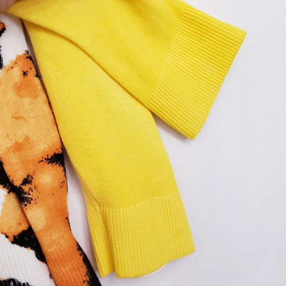 Nue Options Sunshine Yellow/ Autumn Abstract Floral w/Bling Cardigan Sweater - Picture 8 of 12